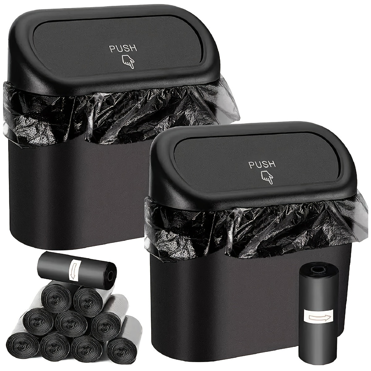 Bote de Basura Colgante Compacto para Puerta de Coche con Tapa - A Prueba de Fugas y Agua, Incluye 1 Rollo de Bolsas de Basura, Solución de Almacenamiento Versátil para el Hogar y el Vehículo
