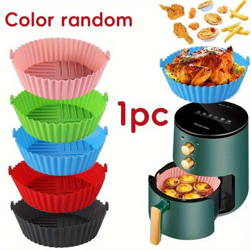 Revestimiento de silicona colorido para freidora de aire - Reutilizable, antiadherente, resistente a las llamas, para freidora de aire, microondas, horno y sartén - Rosa vibrante, verde, azul, rojo, negro - Accesorio de cocina saludable, reutilizable par