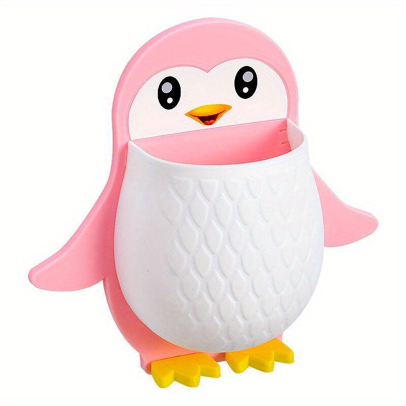 Estante De Almacenamiento De Pingüino, Caja De Almacenaje Para Maquillaje, Cepillo De Dientes Para Dormitorio, Baño, Acabado De Cabecera, Estante De Almacenamiento Montado En La Pared, Esencial Para El Hogar, 1 Ud.