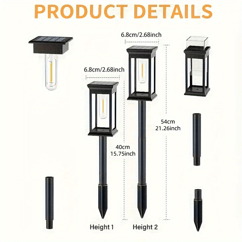 Luces solares IP44 para senderos exteriores - Iluminación de paisaje LED brillante con cubiertas plásticas duraderas, instalación fácil para jardín, patio, garaje y acera, luces decorativas solares exteriores, iluminación de jardín, diseño elegante, cont