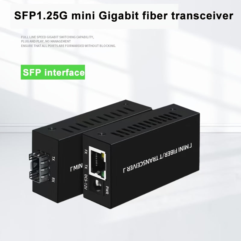 Transceptor de Fibra Mini SFP de 1.25G Gigabit, interfaz de fibra SFP de un gigabit, interfaz de red RJ45 de un gigabit, fuente de alimentación DC5V-12V, adecuado para transmisión y monitoreo de redes, convertidor fotoeléctrico de gigabit, los productos