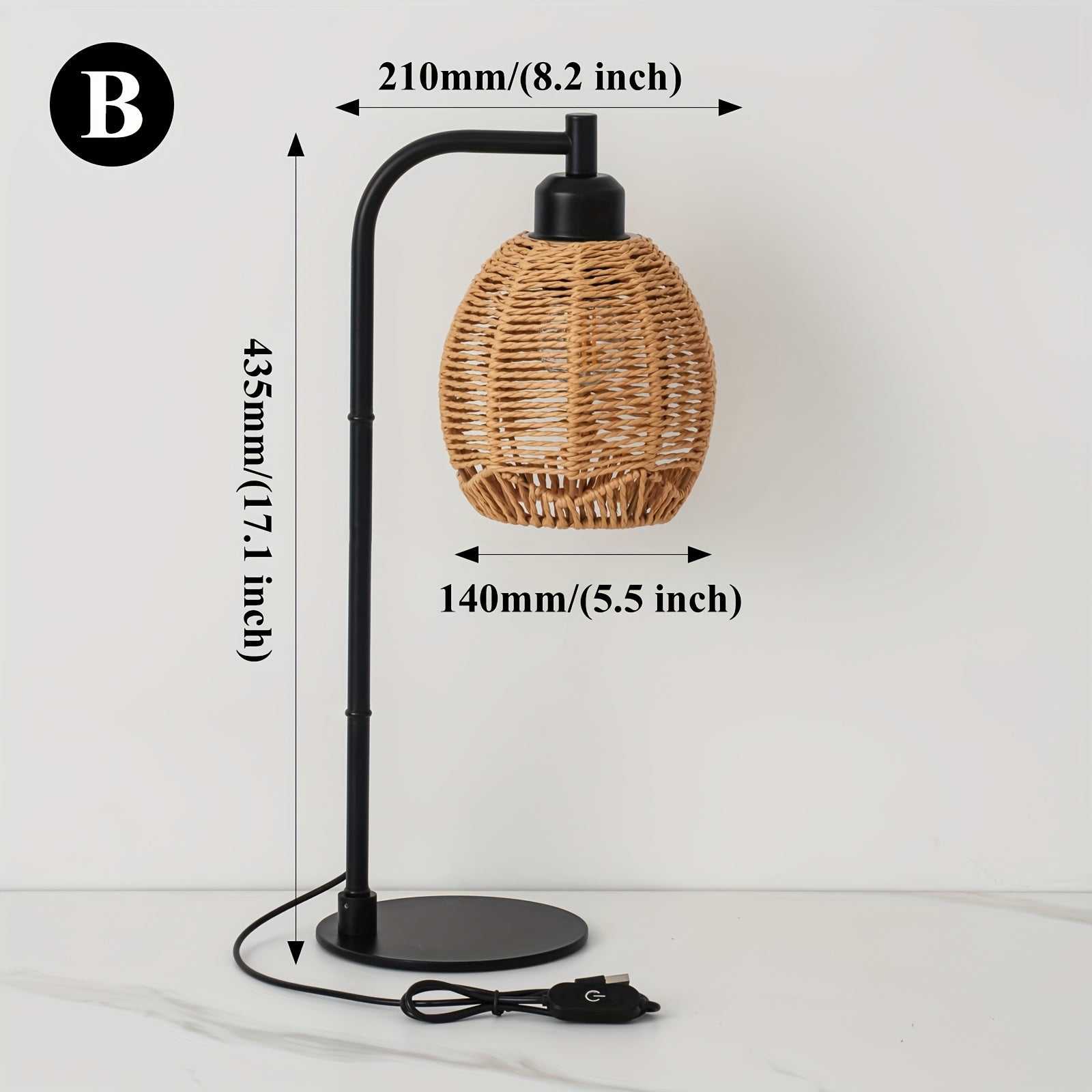 1 lámpara de escritorio LED moderna tejida a mano, luz de mesa con cuello flexible alimentada por USB, base de metal lacado, brillo ajustable, control de botón, decoración para sala, dormitorio u oficina - Incluye foco