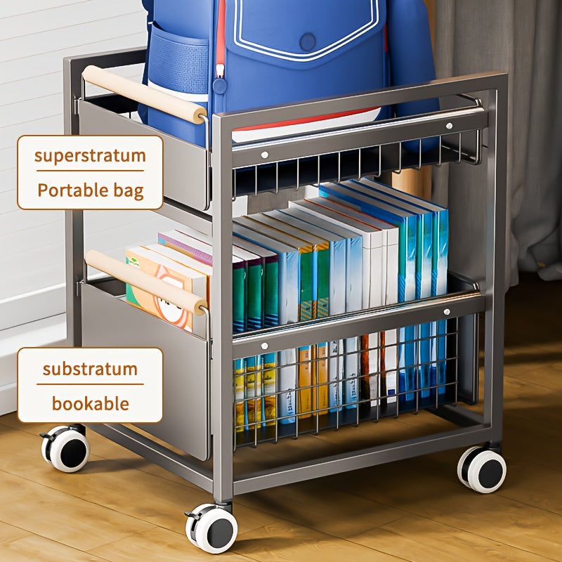 Estante de Almacenamiento para Bolsas de Libros, Carrito Móvil, Estante de Almacenamiento para Libros para Uso Doméstico, Artefacto para Bolsas de Libros Debajo del Escritorio, Polipasto, Armario de Libros