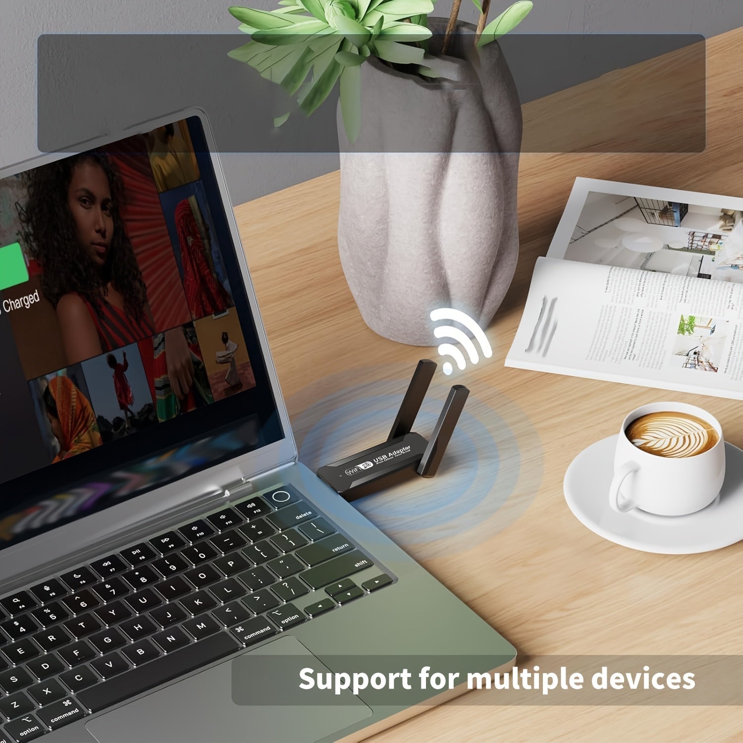 Repetidor Wi-Fi, Amplificador de Señal Extensor, Tarjeta de Red USB 600Mbps con Doble Antena 2.4G, Configuración Rápida en Un Clic, Cobertura Completa y Estabilidad Mejorada para Hogar y Oficina