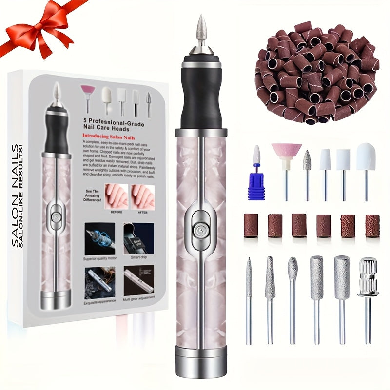 Broca para Uñas, Broca Eléctrica USB, Kit de Lima para Uñas y Salones en Casa, Herramientas de Manicura y Pedicura, Regalo Ideal para Mujeres, Regalo de Cumpleaños o Festivo, Rosa