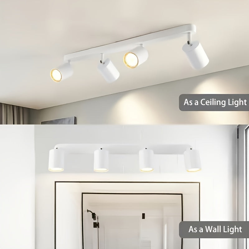 1pc Luz de techo industrial moderna vintage de 4 luces, Fijo de iluminación empotrada rotativa de arte de hierro simple, para pasillo, cocina, sala de estar, dormitorio, socket GU10 (bombilla no incluida), iluminación comercial, metal, con hardware de mo