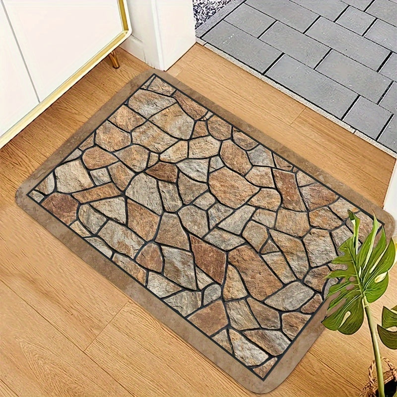 Alfombra de diseño nórdico con patrón de mármol irregular, 1 pieza, 2D - Muestra simplicidad natural, ideal para varios estilos de hogar. Antideslizante y lavable a máquina - Perfecta para entrada, cocina, sala, dormitorio y baño - Decoración cómoda y mo