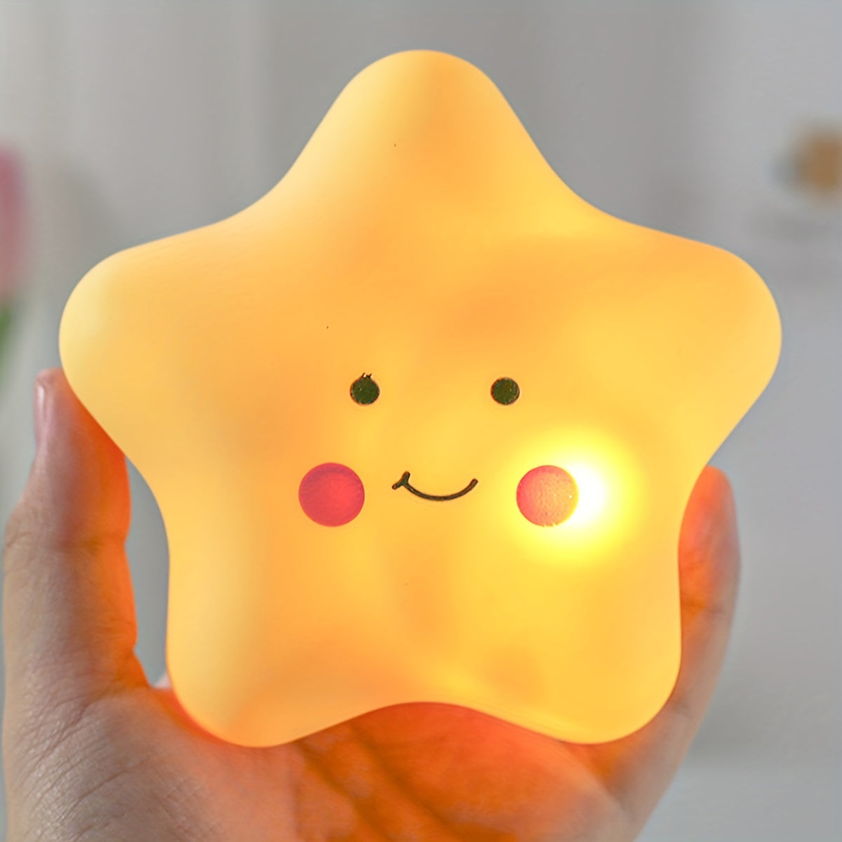 1 pieza de luz nocturna en forma de estrella de silicona, decoración de hogar, estrella de luz nocturna, decoración de dormitorio, estrella de luz nocturna de mesa para habitaciones, incluye baterías