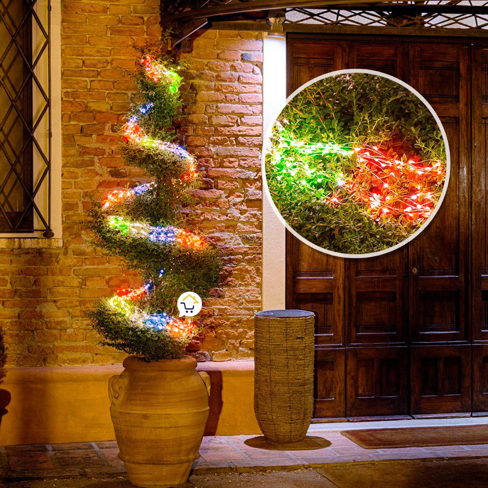 Luz Línea Cascada Micro LED Para Árbol 400 Luces 200 cm Multicolor Navidad 1583V