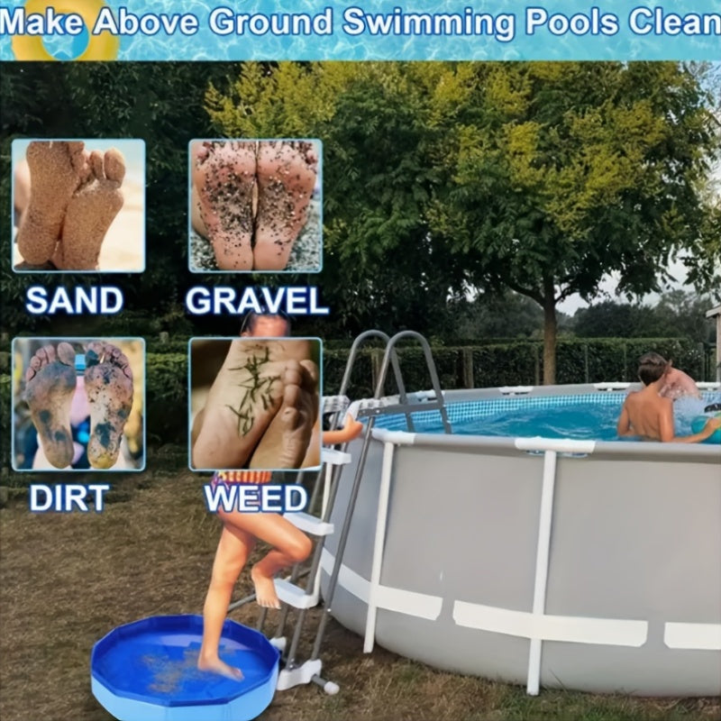 Baño de pies plegable y portátil para mascotas y humanos - Piscina inflable azul de PVC con bolsa de transporte incorporada, no necesita electricidad, ideal para uso en interiores/exterior, piscina de inmersión, piscina de superficie, playa, baño de masc
