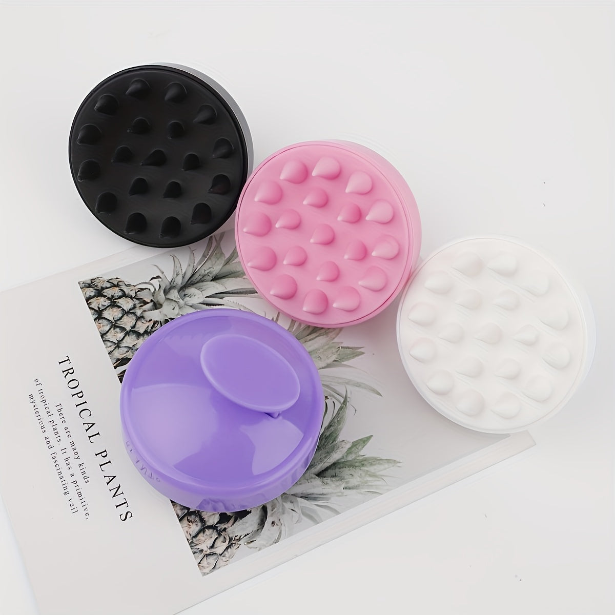 1 cepillo masajeador de cuero cabelludo de silicón y peine de plástico para acabado, con mango de ABS, herramienta para ducha para cabello normal - Masajeador y exfoliante capilar para uso diario y cuidado del cabello