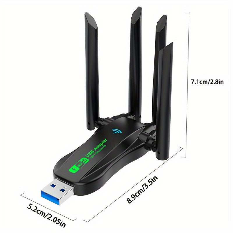 Adaptador inalámbrico BT 2 en 1 vszapower, WiFi dual frecuencia 1300M, alimentado por USB, plug & play, internet de alta velocidad, sin necesidad de controladores, compatible con BT y WiFi, control por aplicación, voltaje de operación ≤36V, sin batería r
