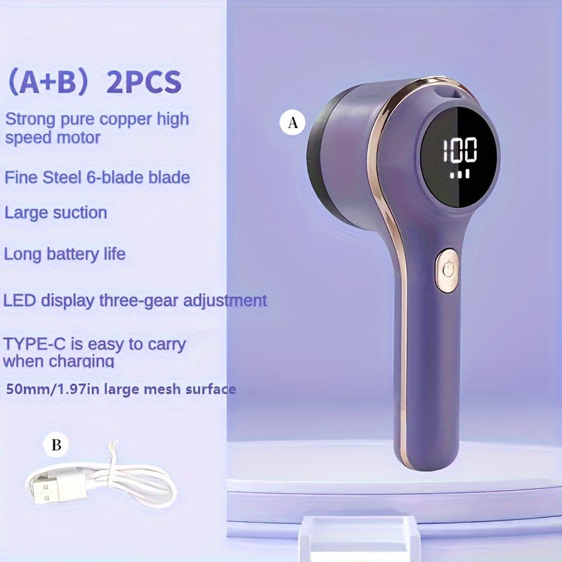 Afeitadora de Pelusa Recargable USB, 1 ud, Afeitadora de Tela Recargable por USB, Removedor de Pelusa Eléctrico, Afeitadora de Suéter con Pantalla LED, Recortadora de Pelusa, Bolitas, Pelos para Ropa, Ropa de Cama, Muebles, Alfombra, Sofá, Suministros de