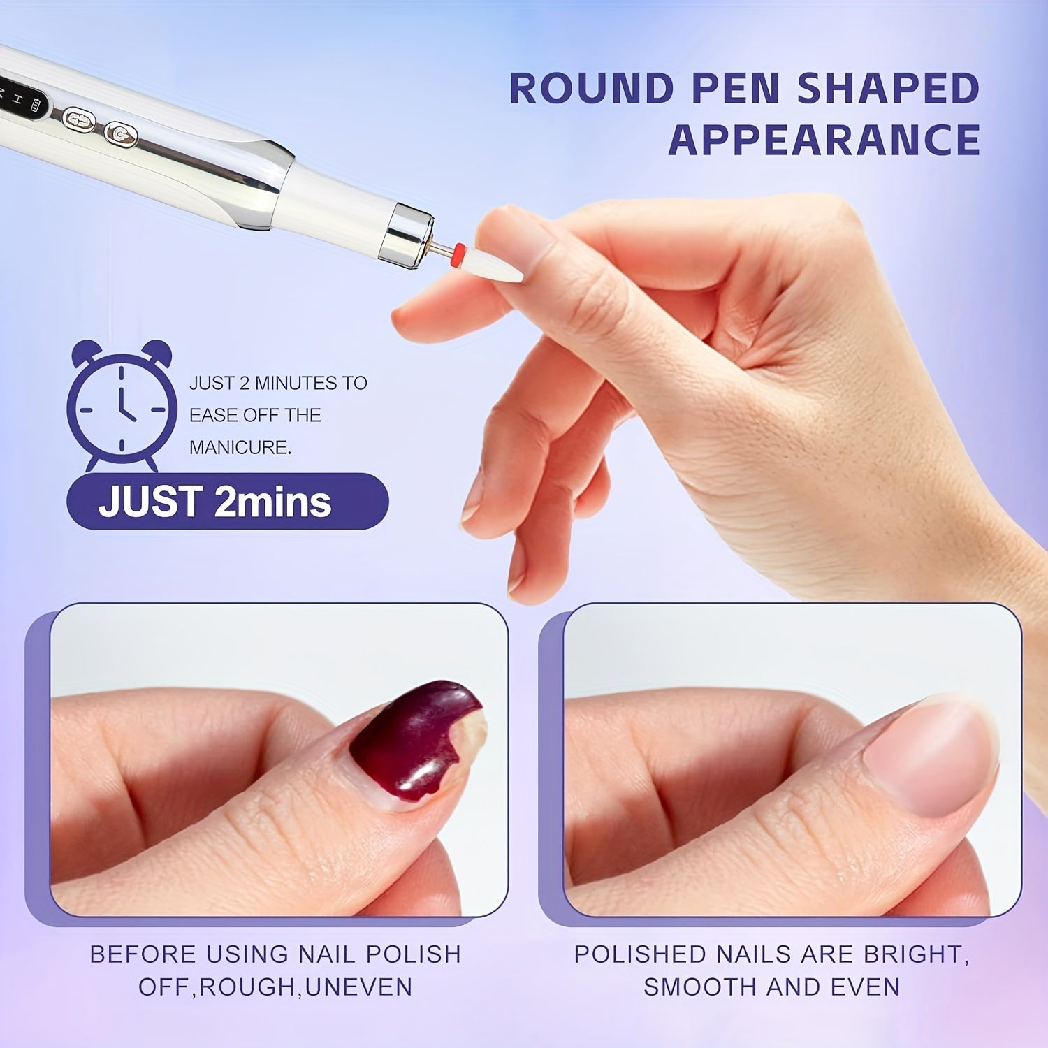 Broca Eléctrica Portátil para Uñas, Juego Compacto de Lima Profesional para Acrílico y Gel, Herramientas de Manicura y Pedicura con Estilo para Uso en Salón o Hogar, Color Blanco