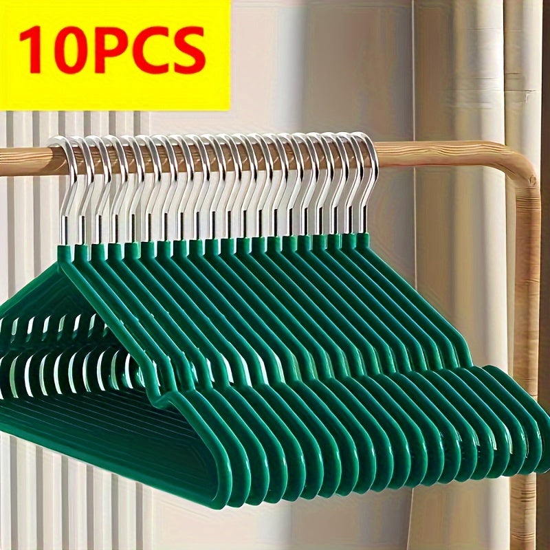 10pcs Perchas Metálicas de Alta Resistencia Estándar, Pintadas con Aerosol con Muescas para los Hombros, Organizador Antideslizante Multiusos para Armarios y Guardarropas
