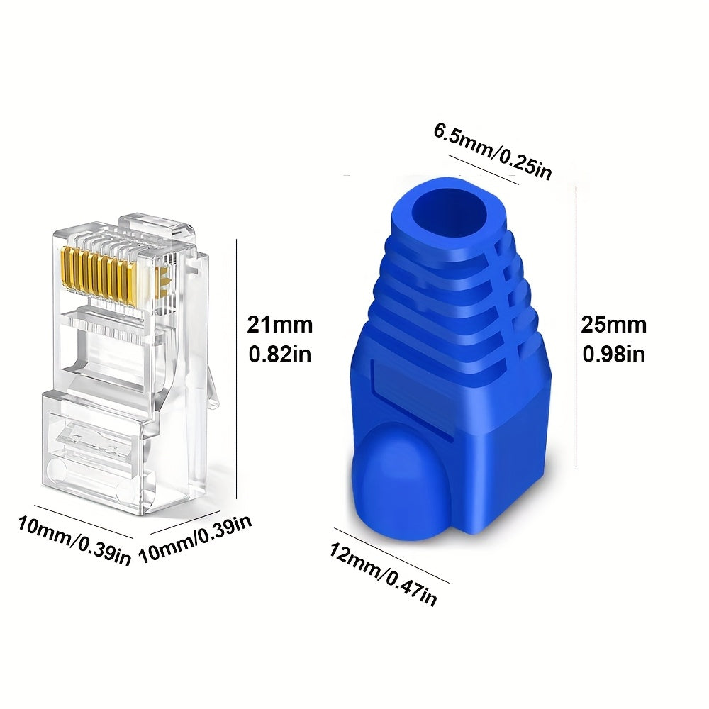Paquete de Valor 10pcs/30pcs Conectores RJ45 UTP CAT6 CAT5E CAT7 Conector de Red Sin Blindaje, Fundas Protectoras de Conector de Cabeza de Cristal RJ45, Enchufe Modular de Pasaje 8P8C, Conectores Lan de Crimpado