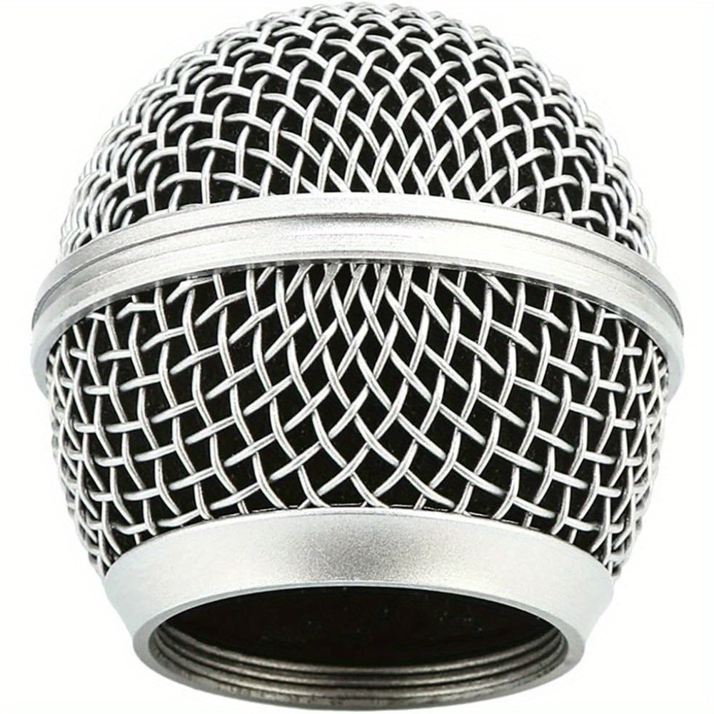 Reemplazo de Cabeza de Micrófono NEWKS, Cabezales de Reemplazo de Malla de Acero para Shure SM58 (2pcs), Plateado