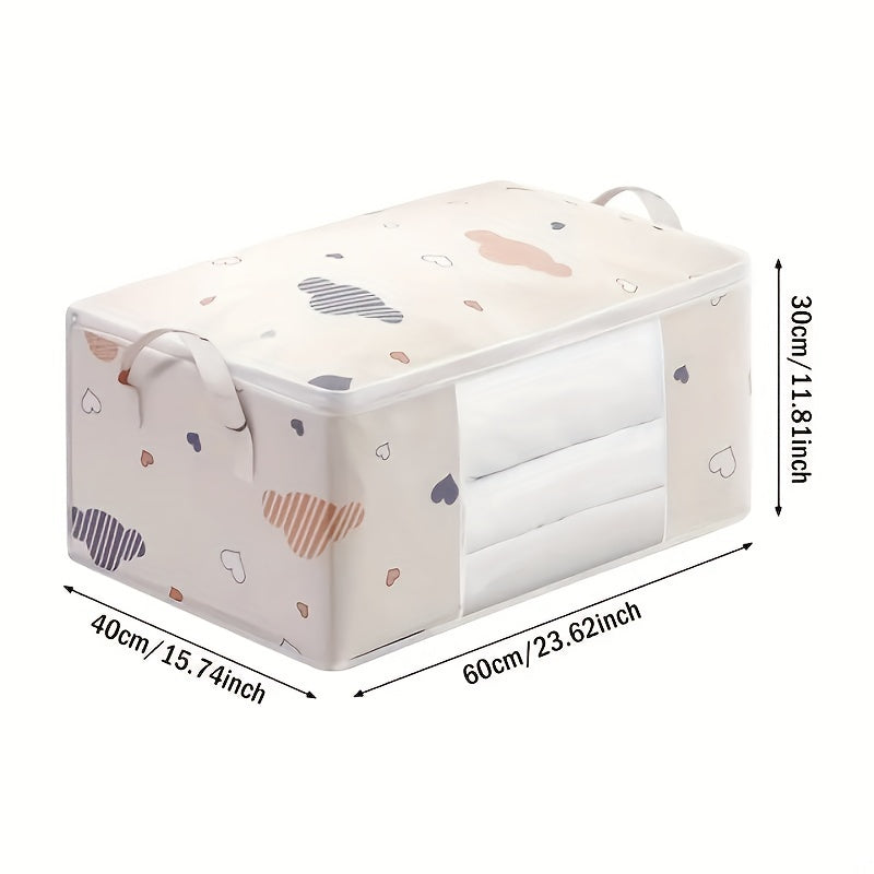 Bolsa De Almacenamiento De Ropa, Diseño De Caricatura Con Cremallera, Organizador De Ropa De Tela No Tejida, Con Asas Y Ventana Transparente, Organizador De Edredones Y Chaquetas De Plumas, Para Armario