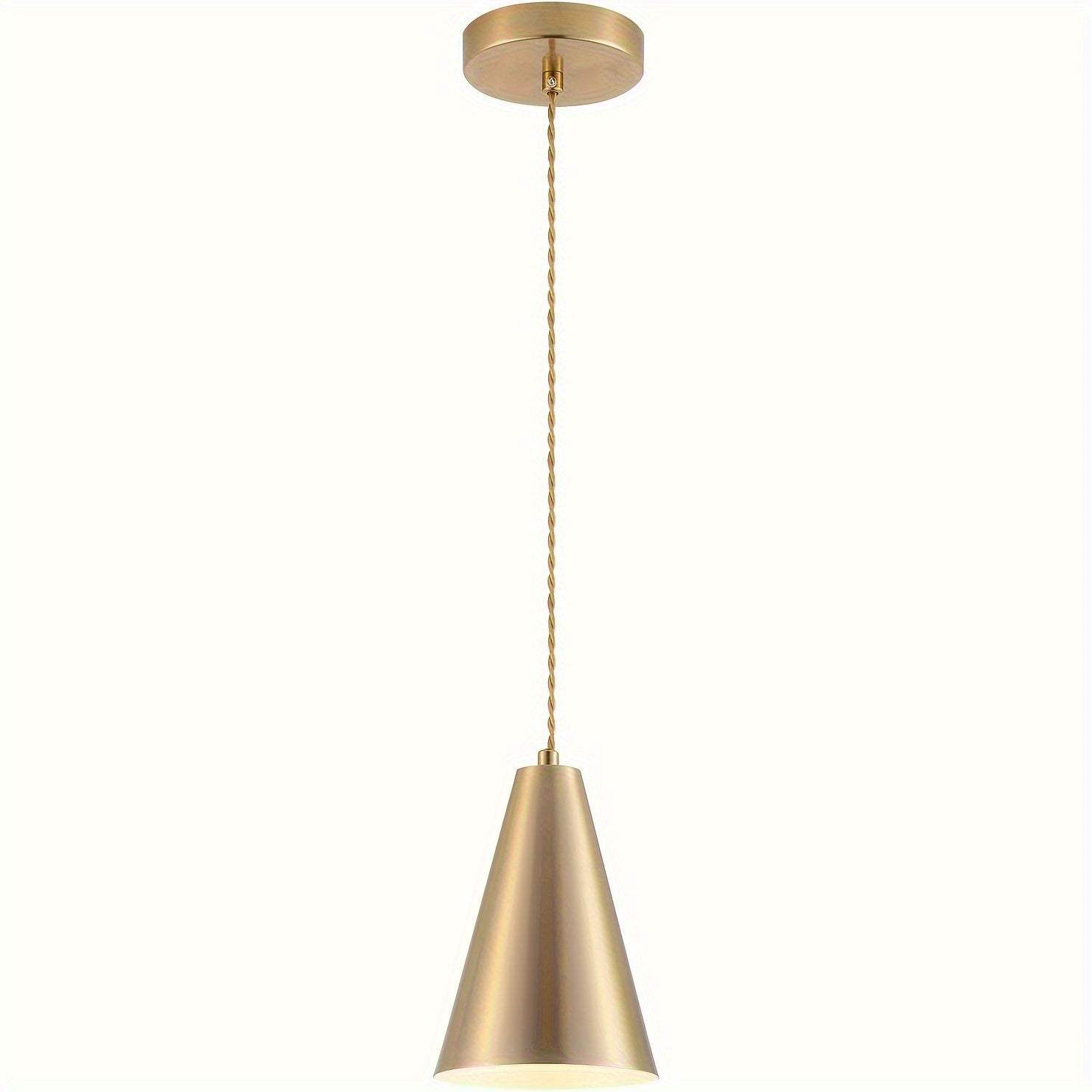 Lámpara colgante moderna de metal con cuchilla dorada, con cadena ajustable - Montaje semi-inclinado, base de bombilla E26, eficiencia energética, control de interruptor, bombilla no incluida, lámpara colgante mini para cocina, baño, sala de estar, ilumi