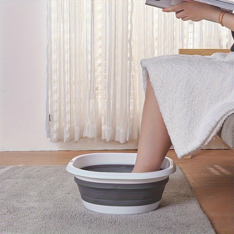 Balde de Lavandería Portátil Plegable - Cuello Resistente, Cubo Ahorrador de Espacio para Apartamentos, RV y Viajes, Hogar - Sin Necesidad de Electricidad, Fácil Limpieza para Baño de Pies, Lavado Manual y Uñas - Ideal para Espacios Pequeños y Uso Móvil,