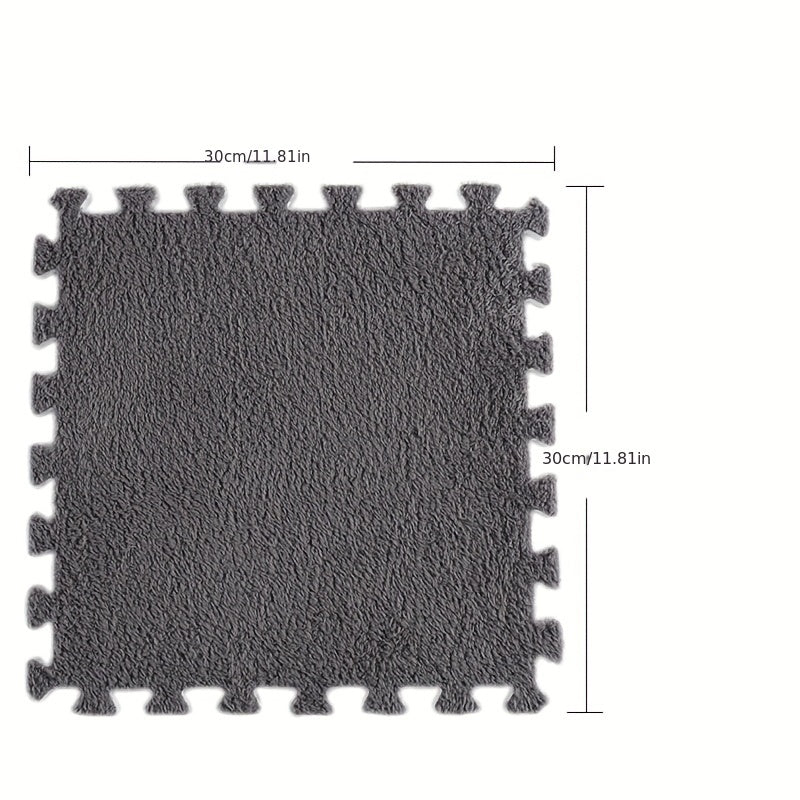 Conjunto de 24 alfombras geométricas de felpa, alfombra de suelo cuadrada de pelo bajo, poliéster lavable y EVA, hecha a máquina, alfombra de dormitorio interior para sala de estar, apta para mascotas, decoración temática navideña
