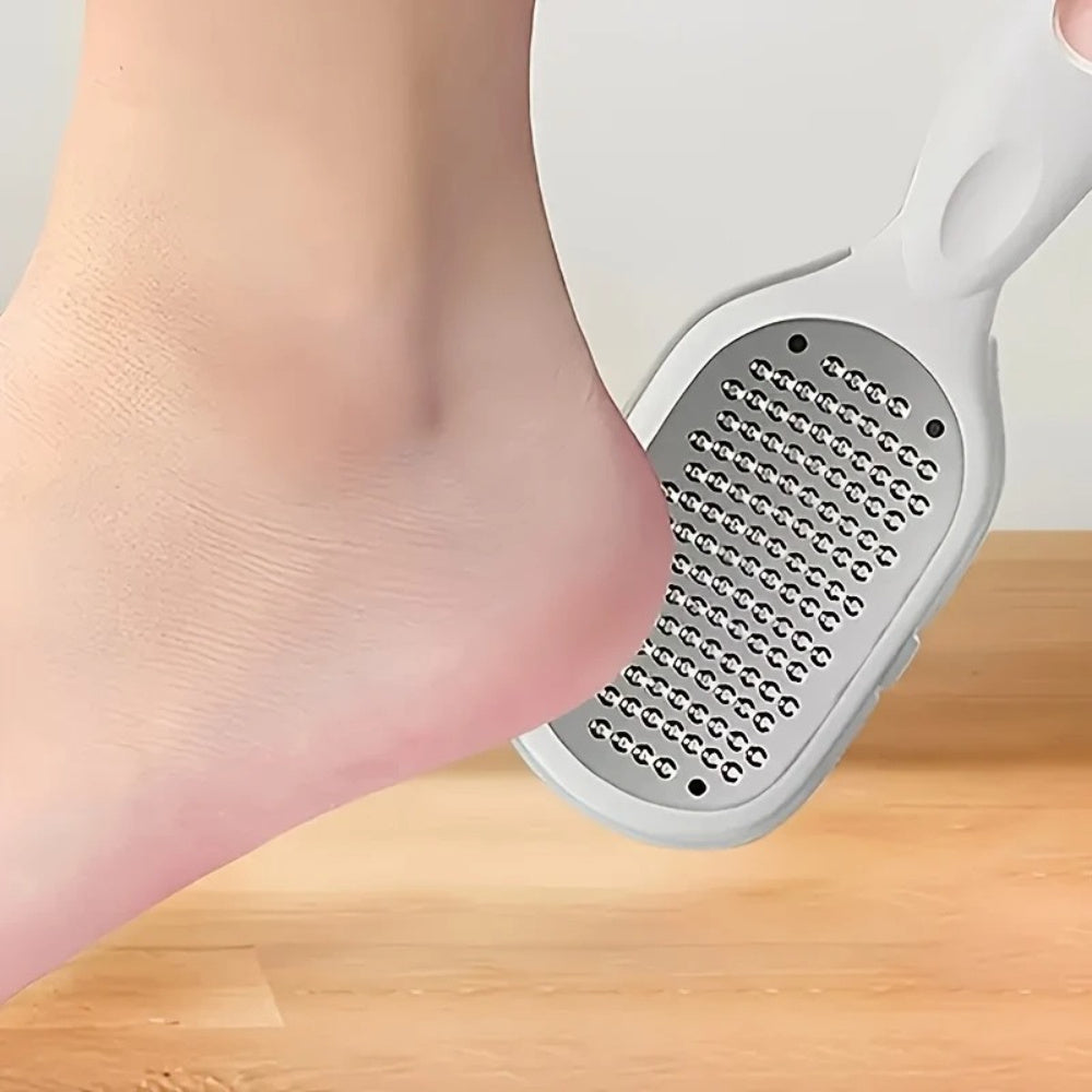 Limpiador de Pies Hipoalergénico - Mango Ergonómico para Exfoliación Suave, Herramienta Pedicura Sin Daño, Cuidado y Eliminación Manual Portátil en Beige Claro Seco