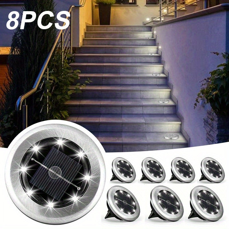 Paquete de 8 Luces Solares Exteriores LED para Jardín/Patio/Sendero con Sensor Automático de Brillo Inteligente
