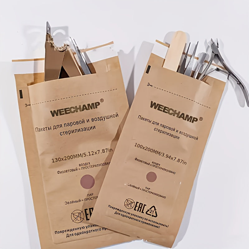 50 piezas de bolsas de almacenamiento auto sellables de papel Kraft, resistentes al calor, para cosméticos, herramientas de uñas y mascarillas, de alta calidad, sin necesidad de electricidad, diseño conveniente.