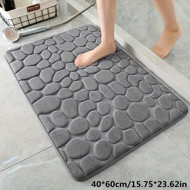 1 pieza de alfombrilla de baño lavable con respaldo de PVC - Pile bajo, alfombrilla de baño rectangular de poliéster, altamente absorbente y de secado rápido, superficie texturizada para un mayor confort, ideal para uso en casa y hoteles, alfombrilla de