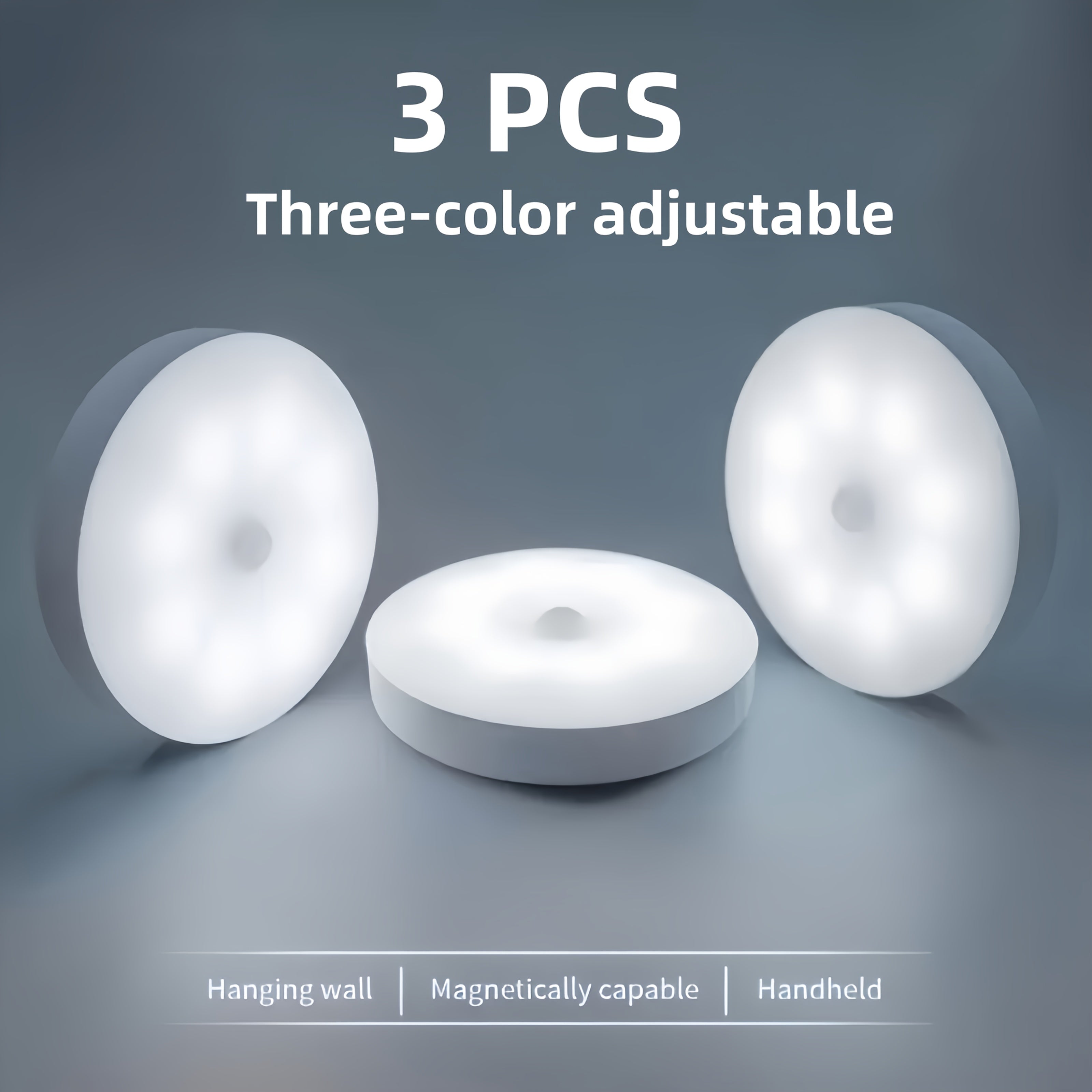 3 luces inteligentes para la noche - Blanco cálido y frío, brillo ajustable, control táctil, recargable por USB, diseño moderno con temática espacial para ventilador de techo de dormitorio