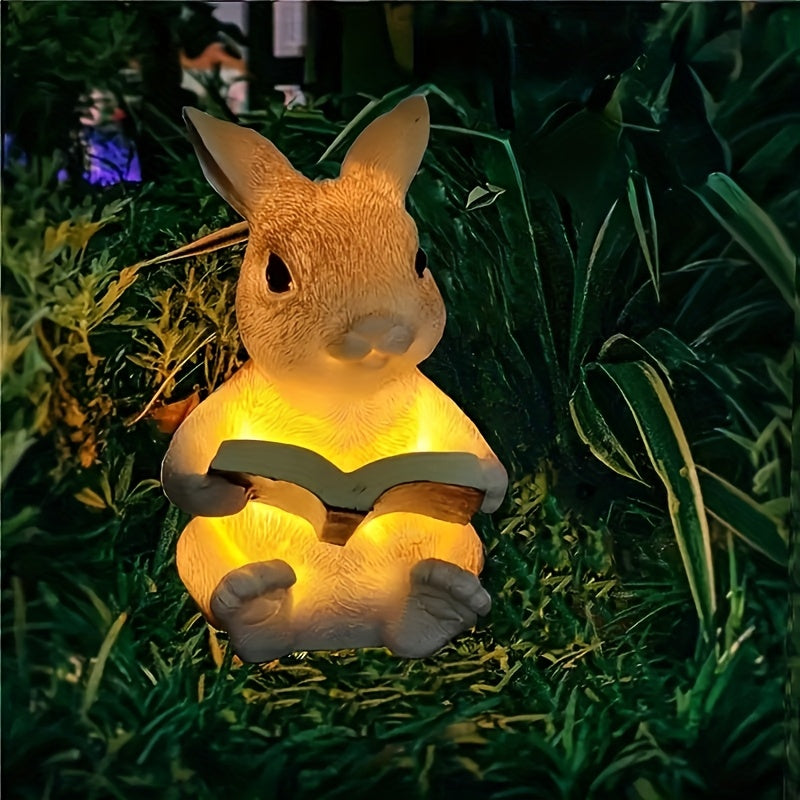 Lámpara de lectura de conejo alimentada por energía solar - Luz decorativa solar para exteriores con LED, funcionamiento con batería, ideal para jardín y patio, decoraciones solares para exteriores.