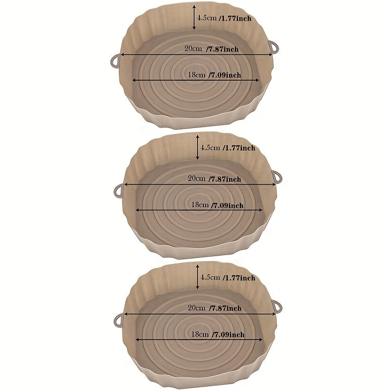 3 paquetes de revestimientos de silicona para freidora de aire de 7.09 pulgadas, cuencos de cesta antiadherentes reutilizables, accesorio para horno, artilugio de cocina, herramienta para hornear, artículos esenciales para cocinar en casa.