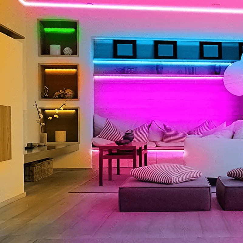 Luces LED para dormitorio, tiras de luces LED sincronizadas con música ultra larga, modo de flujo de encendido de un solo clic, adecuadas para fiestas, decoración del hogar, dormitorio, cocina, bar, techo, decoración de habitación de estudiantes.
