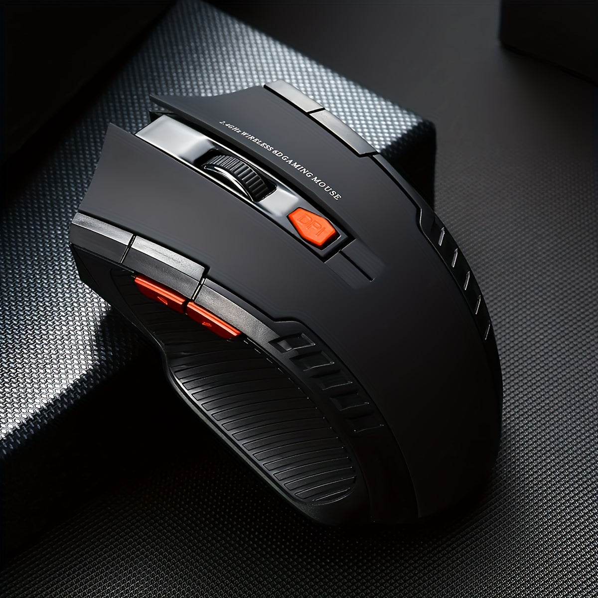 Ratón sin varillas Ergonómico de 2.4GHz para Juegos/Oficina, Ratón Portátil con Rueda de Desplazamiento Metálica, Sin Cable, Receptor USB, Plug & Play, para Computadora Portátil/Escritorio (Batería No Incluida)