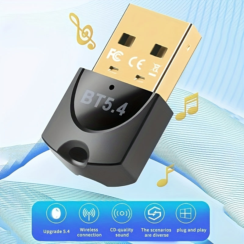 Adaptador inalámbrico USB BT5.4, receptor inalámbrico USB, compatible con computadoras/auriculares/teclados/mouse habladores, Windows11/10/8.1, enchufa y juega, compatible retro automático con dispositivos 5.3/5.1/5.0/4.2/4.1/4.0, haz que tu computadora