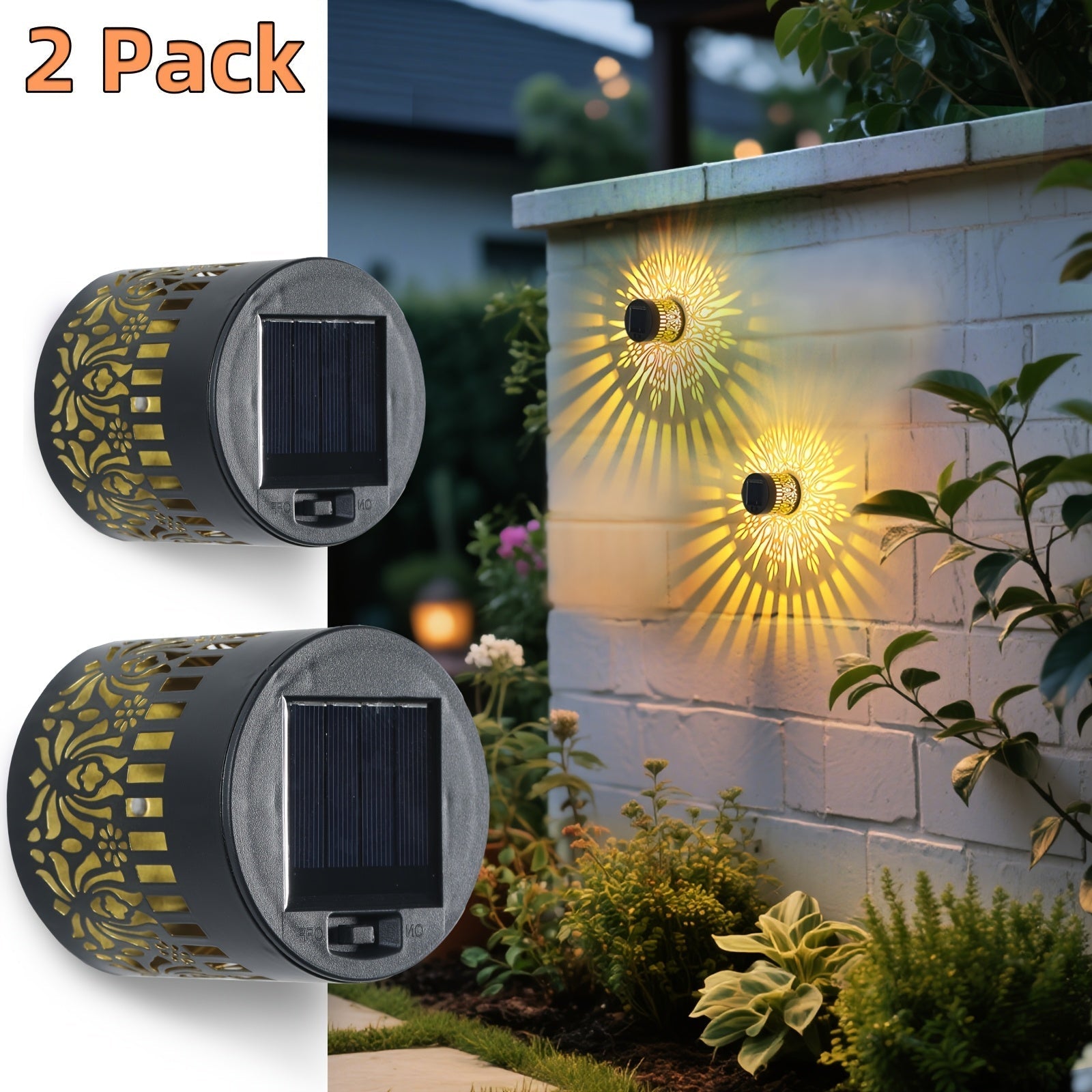 Juego de 2 Faroles Solares para Exteriores - Luces Metálicas IP65 para Paredes, Iluminación Redonda y Brillante con Encendido Automático al Anochecer, Diseño Vintage para Patio o Jardín, Ideal para Puertas y Caminos (IP65)