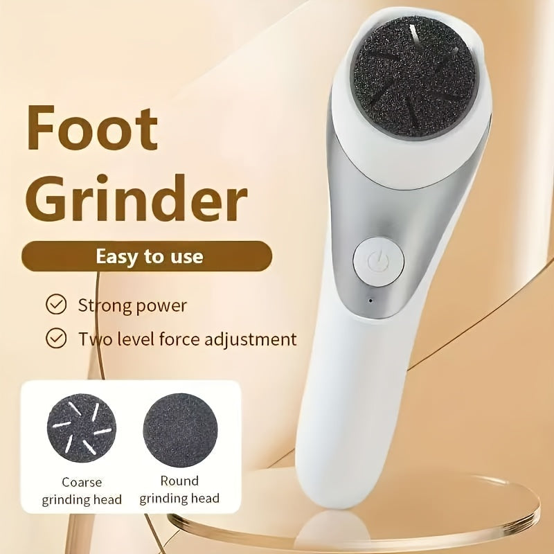 Removedor eléctrico de callos recargable por USB, herramienta de pedicura portátil con rodillos intercambiables para pies suaves y lisos, limpieza profunda y eliminación de piel muerta, diseño en blanco y gris, herramienta de pedicura para el hogar, mate