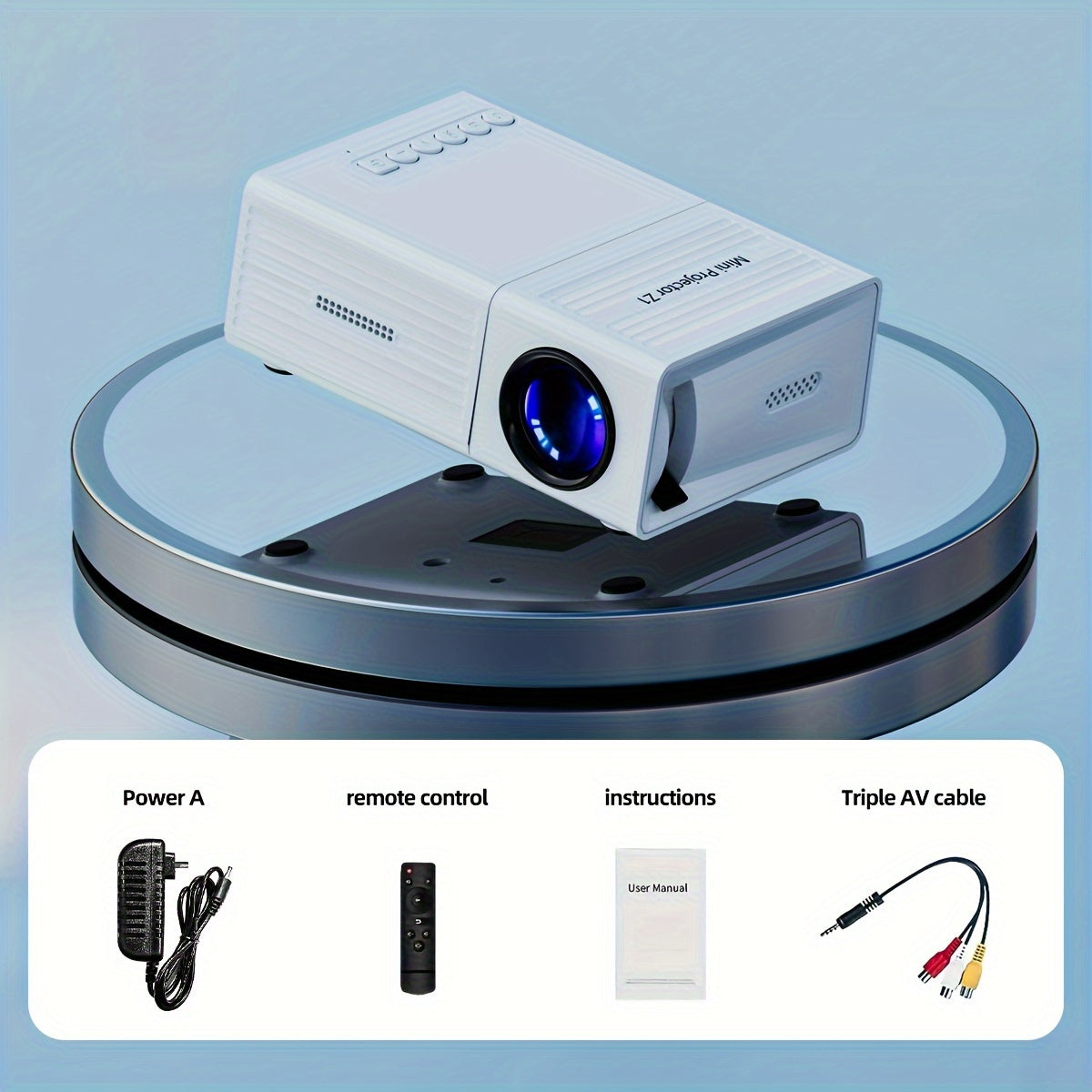 Proyector mini LCD HD para cine en casa y camping al aire libre, control remoto, compatible con USB AV y tarjeta SD, relación de aspecto 4:3, brillo de 20 ANSI lumens, ideal para regalos de Navidad, Halloween y Acción de Gracias, proyector de camping | P