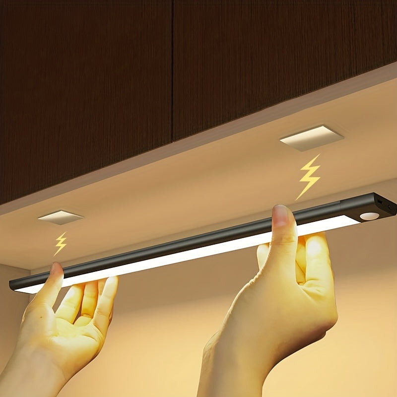 1pc Luz Nocturna LED Ultrafina con Sensor de Movimiento, Recargable por USB para Armario, Brillo Ajustable, Diseño Metálico Moderno, Iluminación de Pared para Cocinas y Dormitorios, Luces LED para Dormitorio