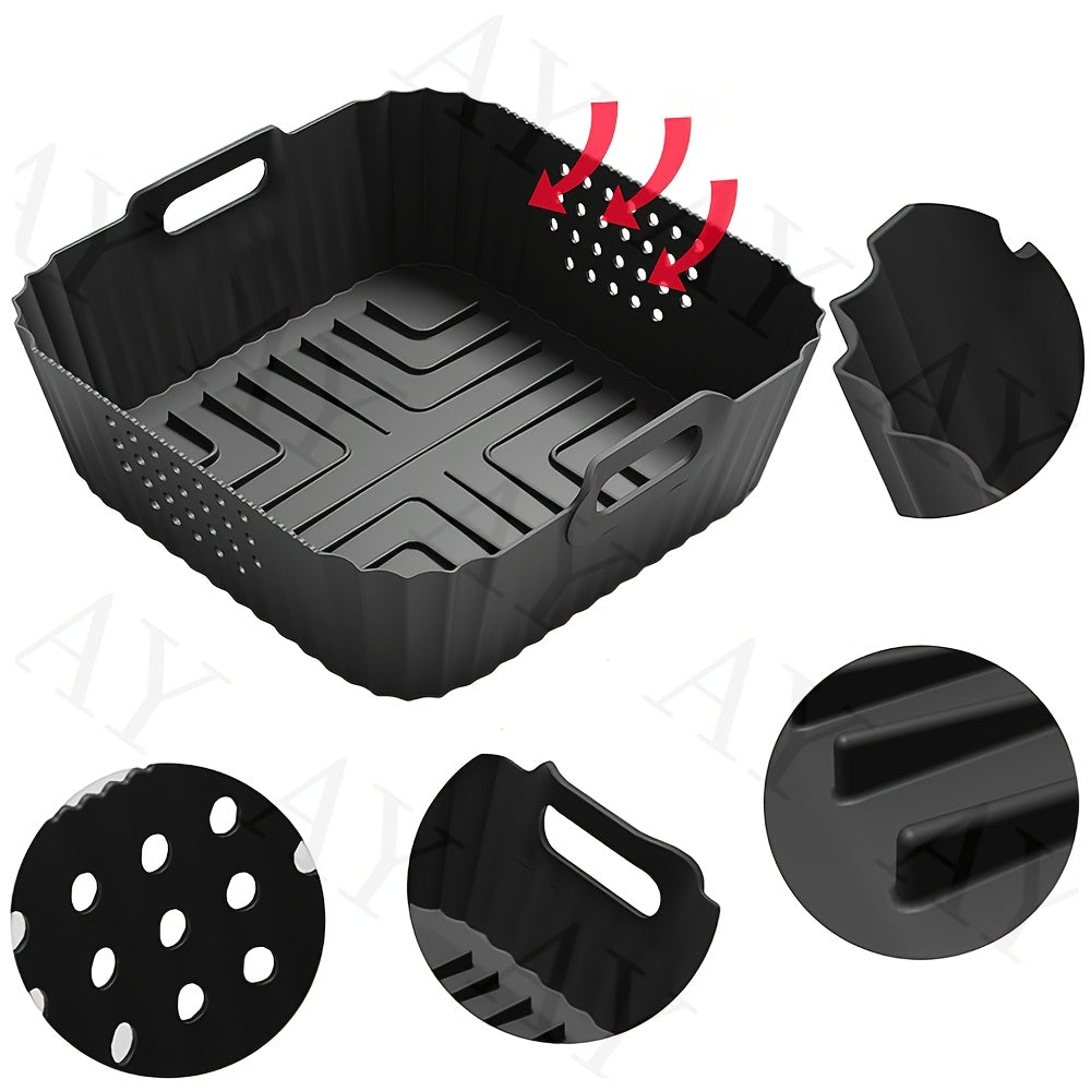 22.86 cm Forros de silicona reutilizables cuadrados para freidora de aire Ninja AF140 AF141 AF180 AF181 para freidora de aire Philips HD9270 Accesorios de horno para cesta de silicona para hornear