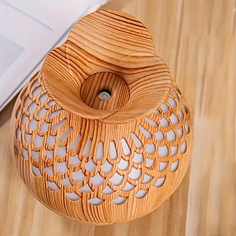 1pieza Humidificador de madera en forma de flor con luz LED de colores, capacidad de 10.14oz, dos modos de pulverización, alimentado por USB, funcionamiento por evaporación, ideal para dormitorio, oficina en casa y regalo de cumpleaños