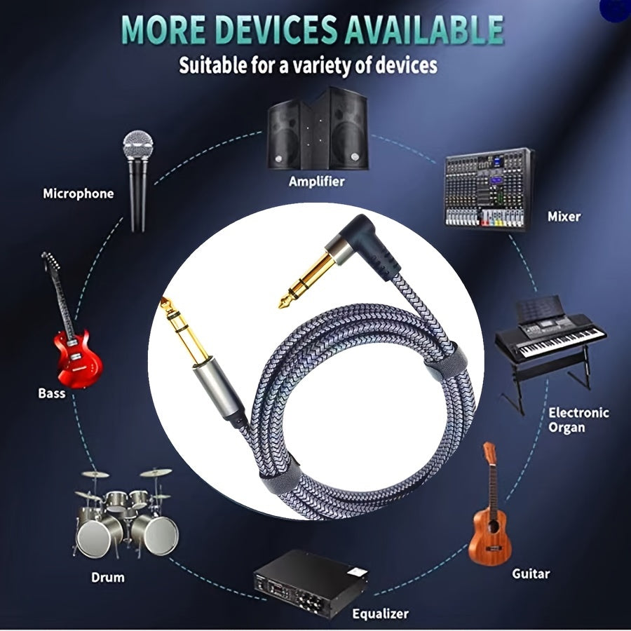 Cáble de audio LUTREE recto a curvo 6.5, triple núcleo con doble blindaje para reducción de ruido, cable para escenarios y mezclas, conexión de guitarra, piano electrónico, grabación macho a macho, bajo de madera