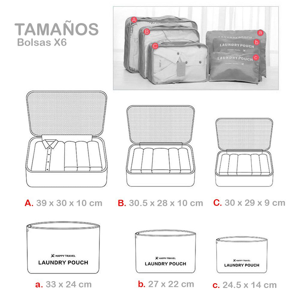 Organizador De Maleta Viajero Bolsos x6 Equipaje GM1911-211