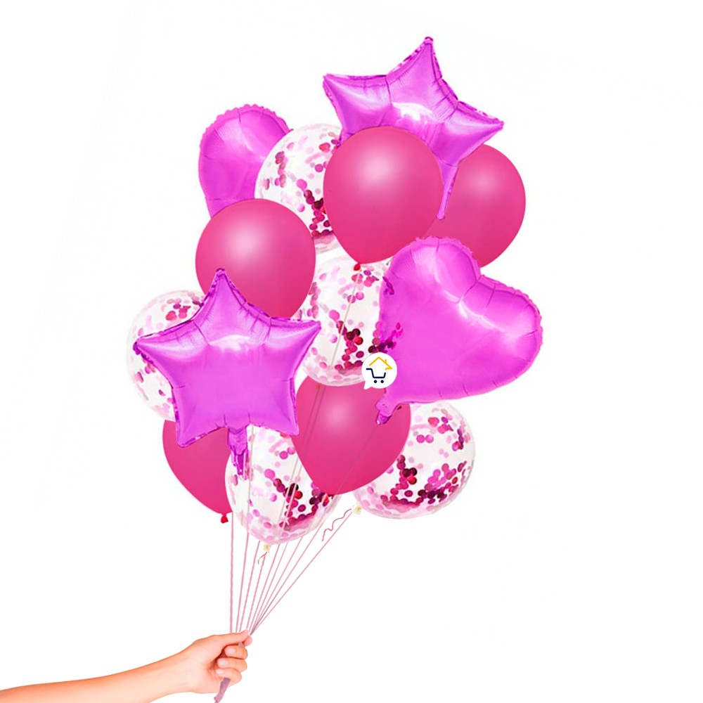 Kit Decoración Globos Estrella y Corazón Feliz Cumpleaños OE235
