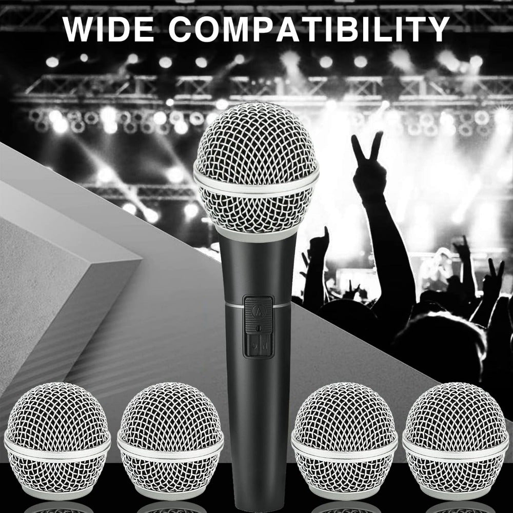 Reemplazo de Cabeza de Micrófono NEWKS, Cabezales de Reemplazo de Malla de Acero para Shure SM58 (2pcs), Plateado