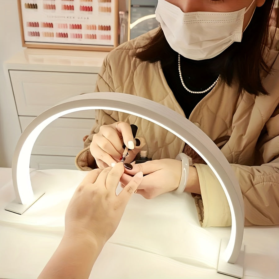 Linterna de Escritorio LED en Forma de Media Luna con Brillo y Temperatura de Color Ajustables, Diseño de Aluminio Alimentado por USB, Ideal para Arte de Uñas, Tatuajes e Iluminación del Espacio de Cuidado de la Piel y Maquillaje, Lámparas de Oficina en