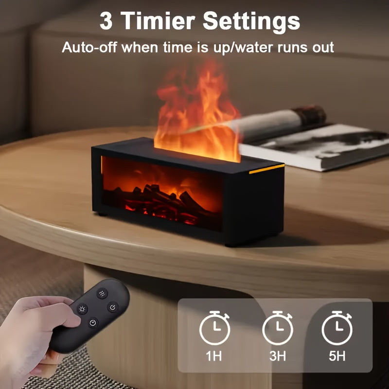 Lugar de fuego de aromaterapia con efecto de llama alimentado por USB, luces coloridas, temporizador, control remoto y protección contra fallas de alimentación. Ideal para dormitorio, baño, decoración de oficina. Regalo perfecto para Navidad, Año Nuevo,
