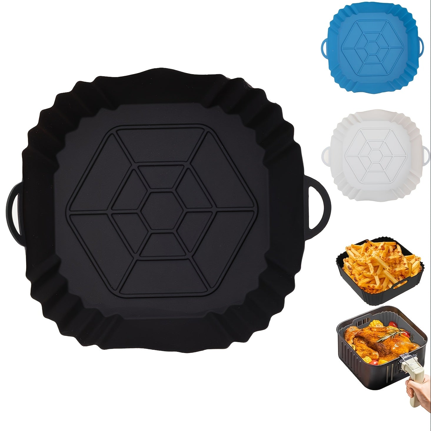Alfombrilla de Silicona para Freidora de Aire - Cuadrada, para Microondas y Parrillas & Cocina al Aire Libre, Fácil de Limpiar, Reutilizable, Antiadherente, Ideal para Cocinar Saludable, Esencial en la Cocina