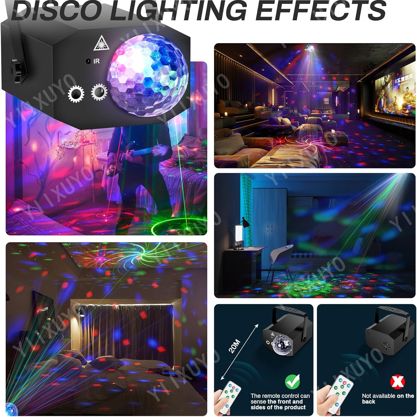 Proyector de bola de disco mágico de láser alimentado por USB con control remoto, 3 colores (rojo/verde/azul), brillo y enfoque ajustables, diseño compacto para fiestas en la habitación y entretenimiento en casa, decoración de luz láser, iluminación de f