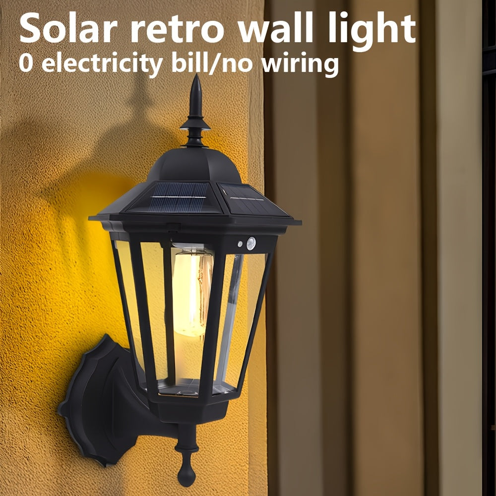 Luz solar para exterior con sensor de movimiento, estilo farol negro, decorativa para jardín, patio, caminos y áreas exteriores, panel solar eficiente incluido, luces solares para exteriores